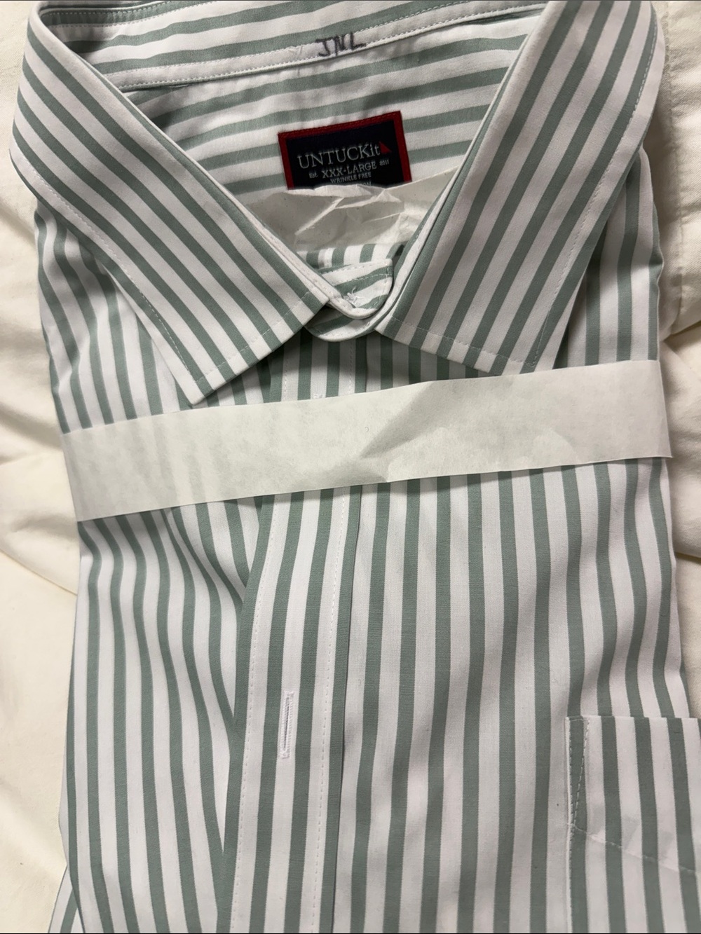 UNTUCKit Mint Green and White Striped Dress Shirt